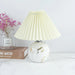 Korean Table Lamp – Vintage Pleated Fabric Shade with Ceramic Base - Samanta Factory