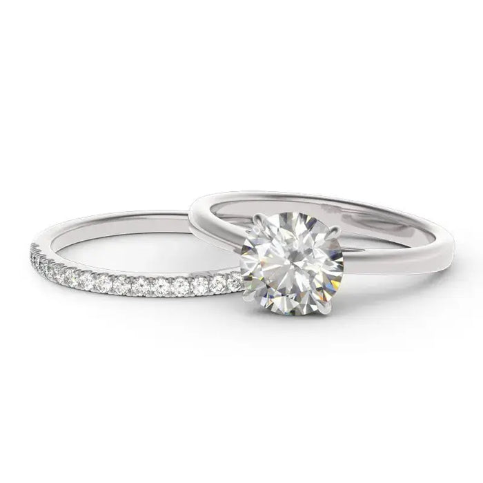 Moissanite Engagement Ring – 2.0ct Round Center Stone SF