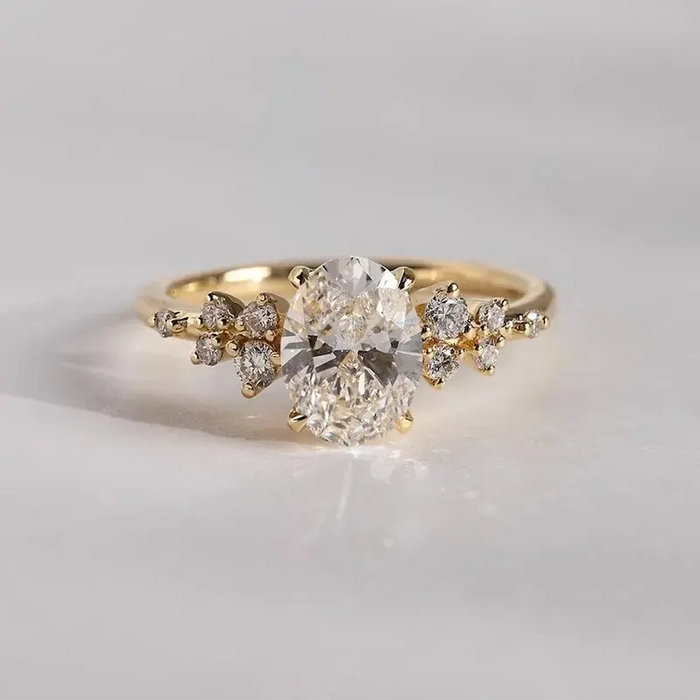 Oval Moissanite Ring – D Color VVS1 Sterling Silver Gold Plated SF