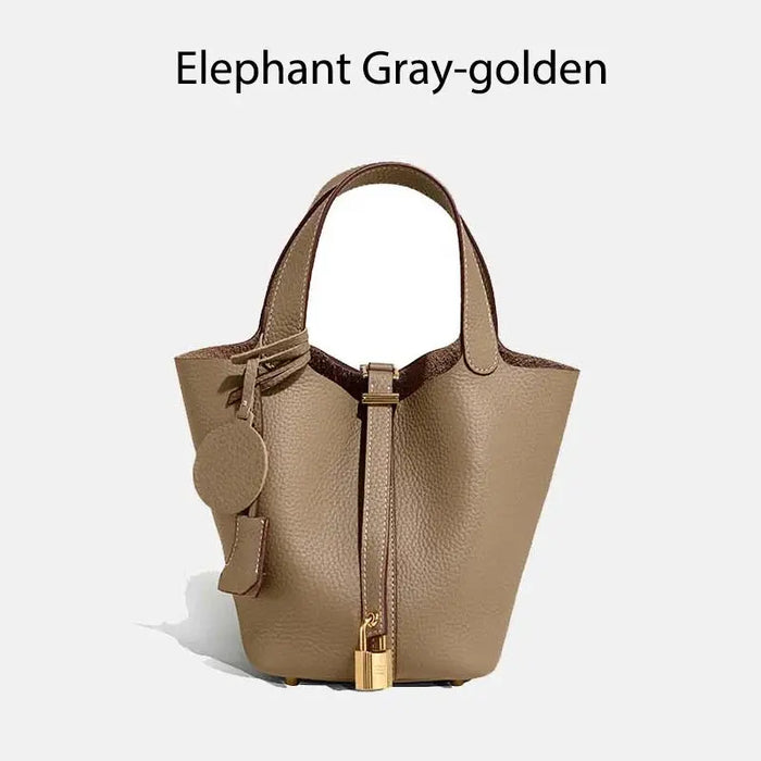 Cowhide Leather Bucket Bag – Soft Fashion for Four Seasons SF