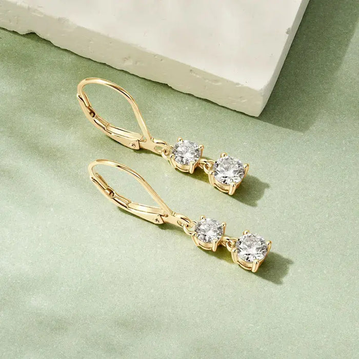 Moissanite Drop Earrings – D-Color Round Cut 925 Sterling Silver SF