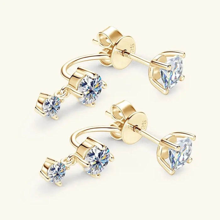Moissanite Stud Earrings – D-Color VVS1 2-in-1 Sterling Silver SF