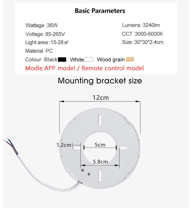 MARPOU Tuya Smart LED Ceiling Lamp Wood Grain App Voice Control Alexa/Google Remote Control Square Ceiling Lights Living Room - Samanta Factory