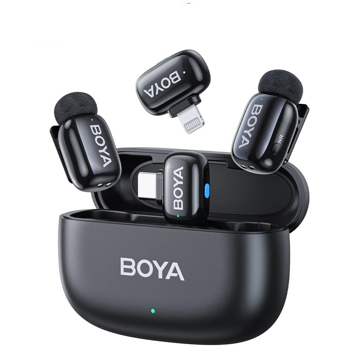 BOYA Mini 2.4GHz Wireless Lavalier Microphone Kit with Charging Case for iPhone & Android