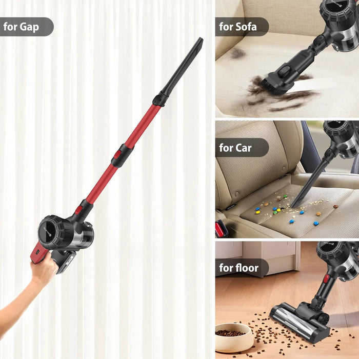 Cordless Vacuum Cleaner – 6-in-1 Stick Vacuum with 15kPa Suction & LED Searchlight SF