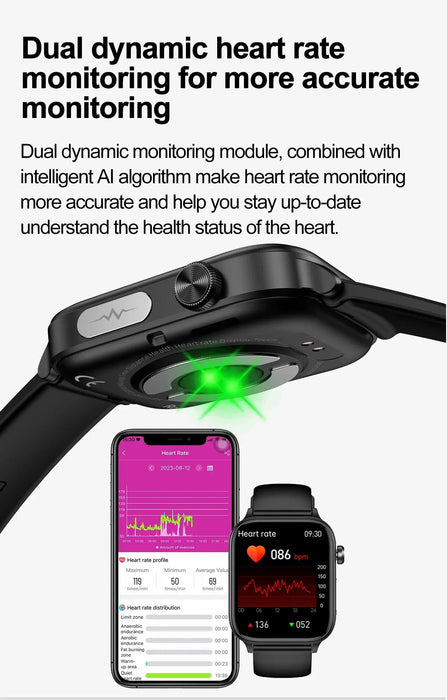 ECG Health Smartwatch – AMOLED Display & AI Voice Calling SF