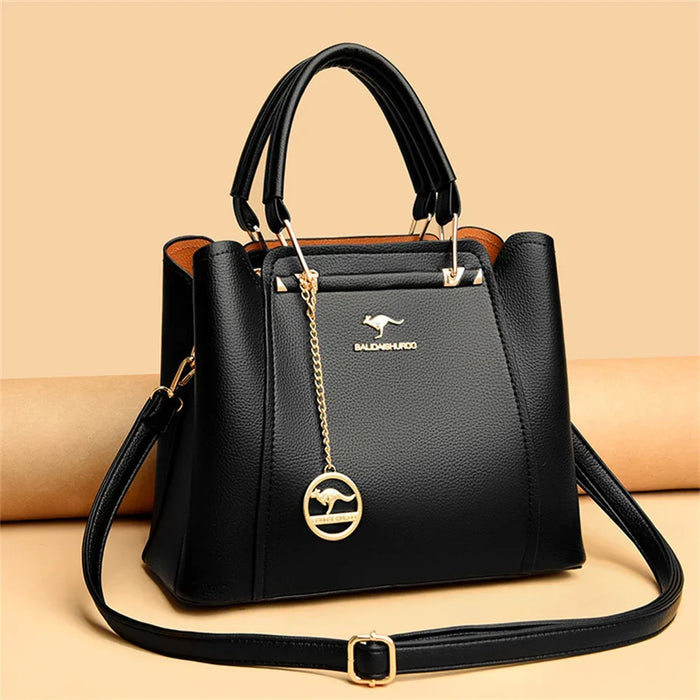 Women’s PU Leather Tote Bag – Fashion Soft Casual Handbag with Zipper Closure - Samanta Factory