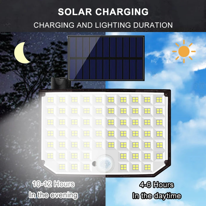 Solar Security Light – 3-Head Motion Sensor with Super Bright 348 LEDs - Samanta Factory