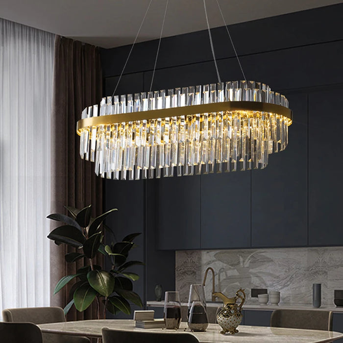 Modern Luxury LED Crystal Chandelier – Dimmable Remote-Controlled Ceiling Light - Samanta Factory