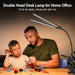 Double-Head LED Desk Lamp – Wide, Adjustable Lighting with 10 Brightness Levels - Samanta Factory
