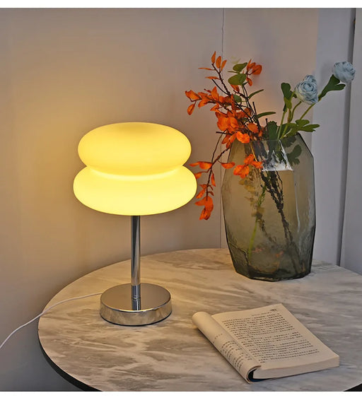Modern Stained Glass Table Lamp – Touch Control LED Bedside Lighting - Samanta Factory
