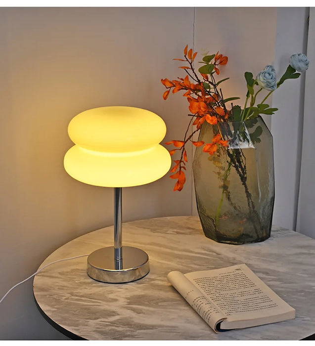 Modern Stained Glass Table Lamp – Touch Control LED Bedside Lighting - Samanta Factory