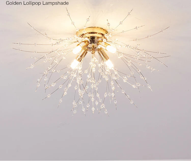 Crystal Dandelion Ceiling Light – 4-Light Nordic Chandelier for Living Room & Dining Room SF