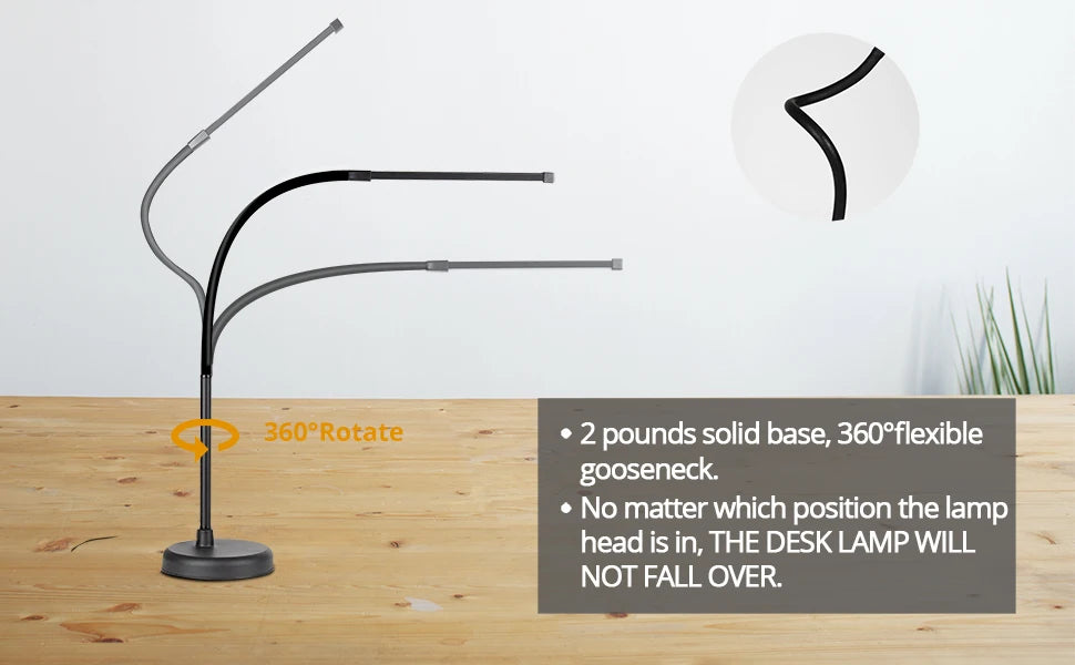 A LOOPITYS LED Desk Lamp, Swing Arm Architect Task Lamp with Long Flexible Gooseneck, 3 Color Modes, and USB Adapter - Samanta Factory
