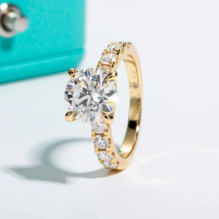 4.3CTTW Moissanite Engagement Ring – D Color Lab-Certified 925 Sterling Silver SF