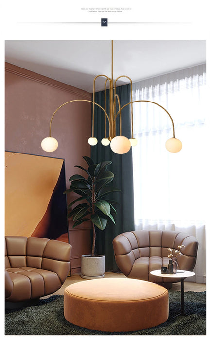 Modern LED Chandelier – Frosted Glass Pendant Light for Elegant Interiors - Samanta Factory