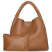 Women’s Woven PU Leather Tote Bag – Soft Handcrafted Shoulder Bag SF
