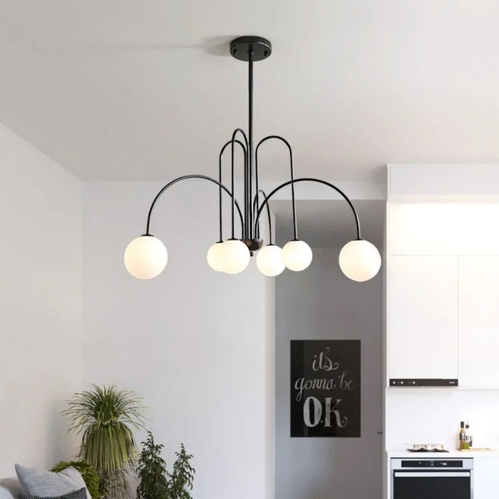 Modern LED Chandelier – Frosted Glass Pendant Light for Elegant Interiors - Samanta Factory