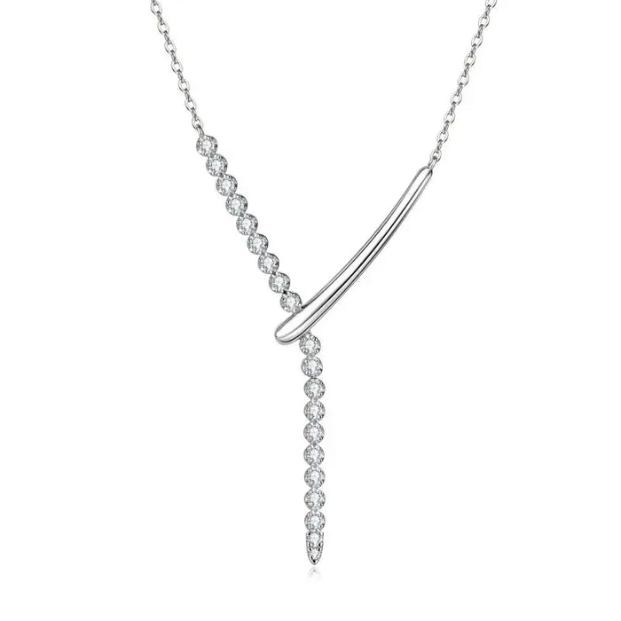 925 Sterling Silver Moissanite Y-Shaped Pendant Necklace SF