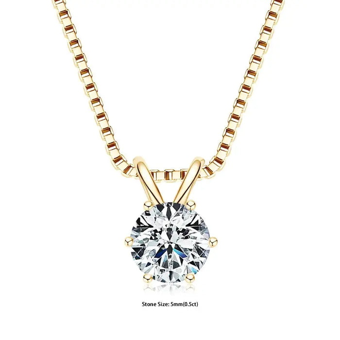 Moissanite Pendant Necklace – D-Color Round Solitaire SF