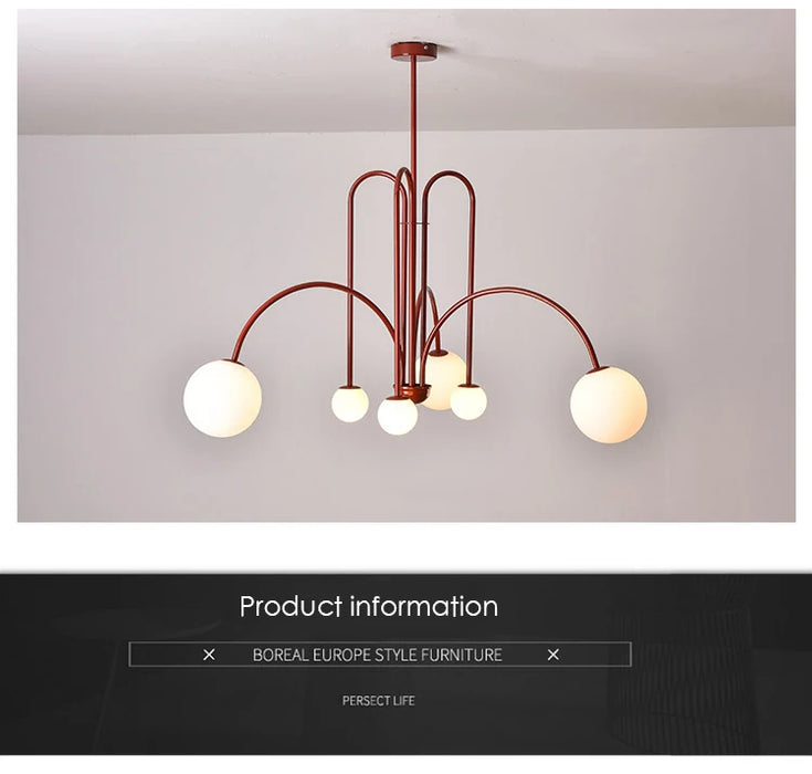 Modern LED Chandelier – Frosted Glass Pendant Light for Elegant Interiors - Samanta Factory