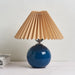 Korean Table Lamp – Vintage Pleated Fabric Shade with Ceramic Base - Samanta Factory