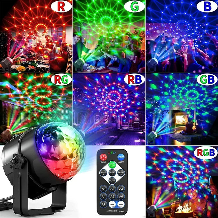 Portable RGB Stage Light with 7 Modes, Remote Control & Music-Sync Effects - Samanta Factory