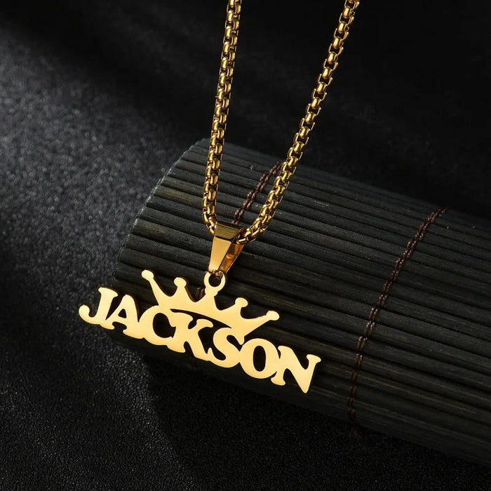 Custom Name Crown Necklace- Trendy Crown Name Necklace in Gold, Silver & Rose Gold SF