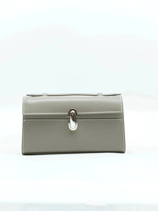 Women’s Leather Baguette Handbag – Minimalist Day Clutch SF