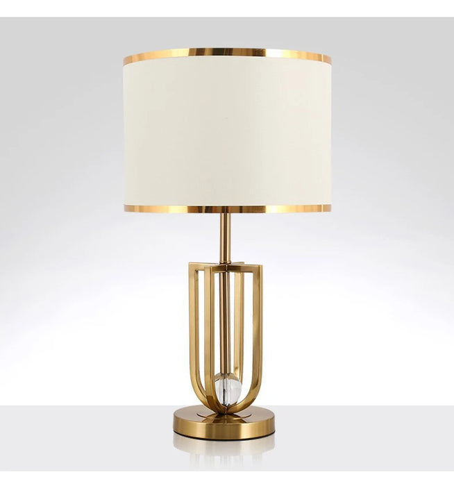 European-Style Bedside Table Lamp – Fabric Shade with Crystal Accent - Samanta Factory
