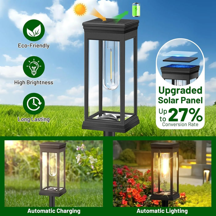 4 PCS Solar Lights Outdoor Solar Pathway Lights Waterproof Bright Solar Lamps Landscape Lighting for Path Yard Garden Walkway - Samanta Factory