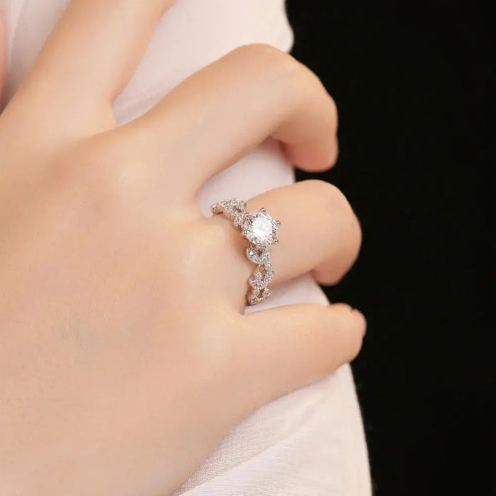 Moissanite Ring – S925 Sterling Silver 18K White Gold Plated SF
