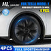 Matte black Tesla Model Y wheel hub caps with sporty design and logo