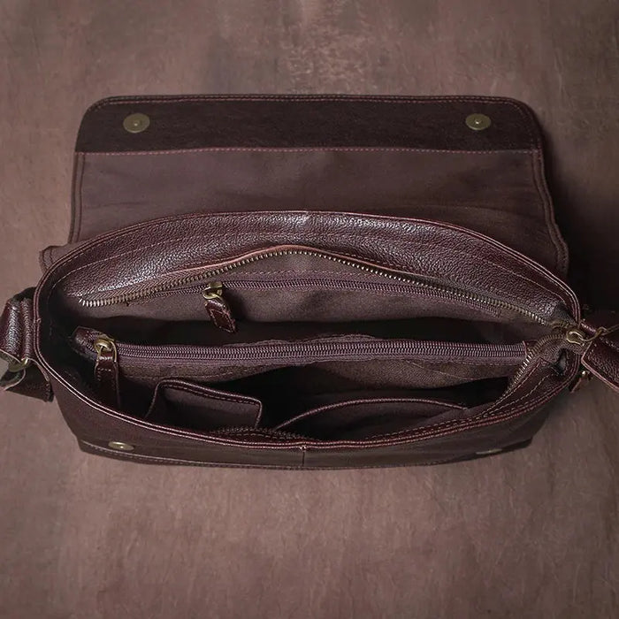 Vintage Leather Satchel Bag – Soft Men’s Crossbody Shoulder Bag SF