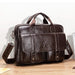 Men’s leather business briefcase with zipper closure and laptop compartment