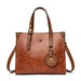 Women’s Leather Handbag – Vintage Casual Tote with Zipper & Hasp Closure - Samanta Factory