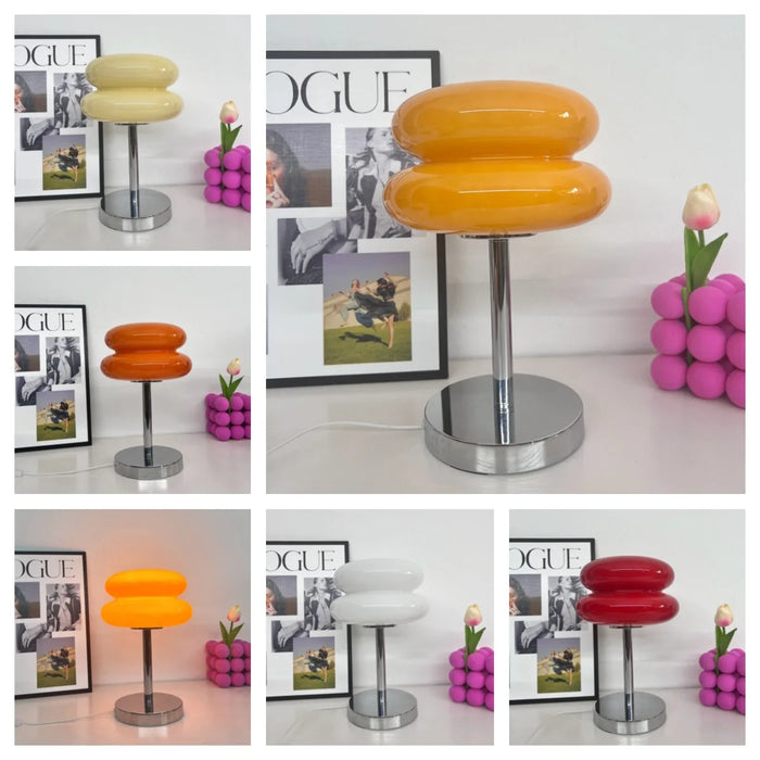 Modern Stained Glass Table Lamp – Touch Control LED Bedside Lighting - Samanta Factory