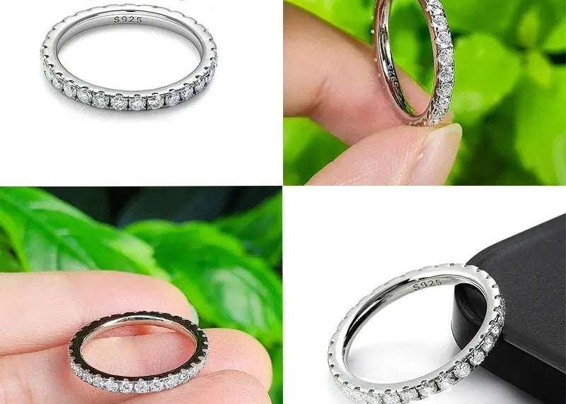 Moissanite Eternity Ring – 2mm D VVS Sterling Silver SF