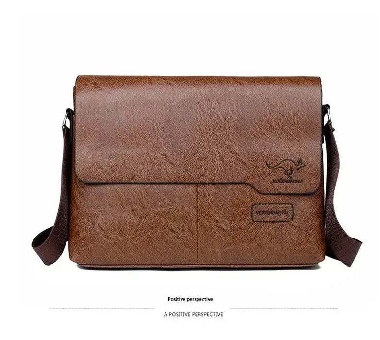 Men’s Business Satchel Bag – Slim PU Leather Shoulder Bag SF