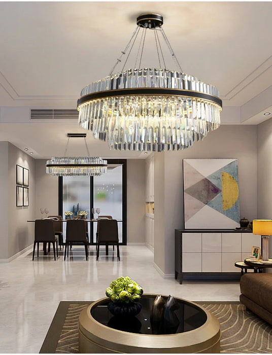 Modern Luxury LED Crystal Chandelier – Dimmable Remote-Controlled Ceiling Light - Samanta Factory