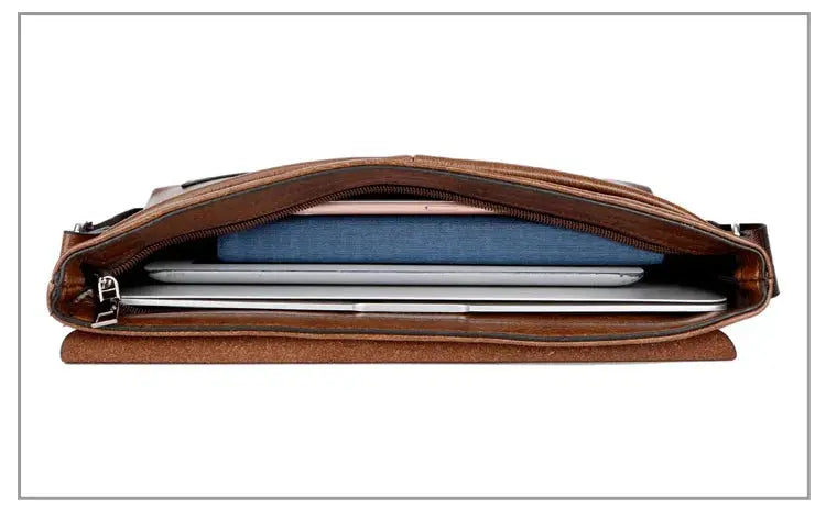 Men’s Business Satchel Bag – Slim PU Leather Shoulder Bag SF