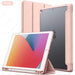 iPad 10.2" Case with Pencil Holder – Trifold Stand Clear Back Auto Sleep/Wake Cover SF