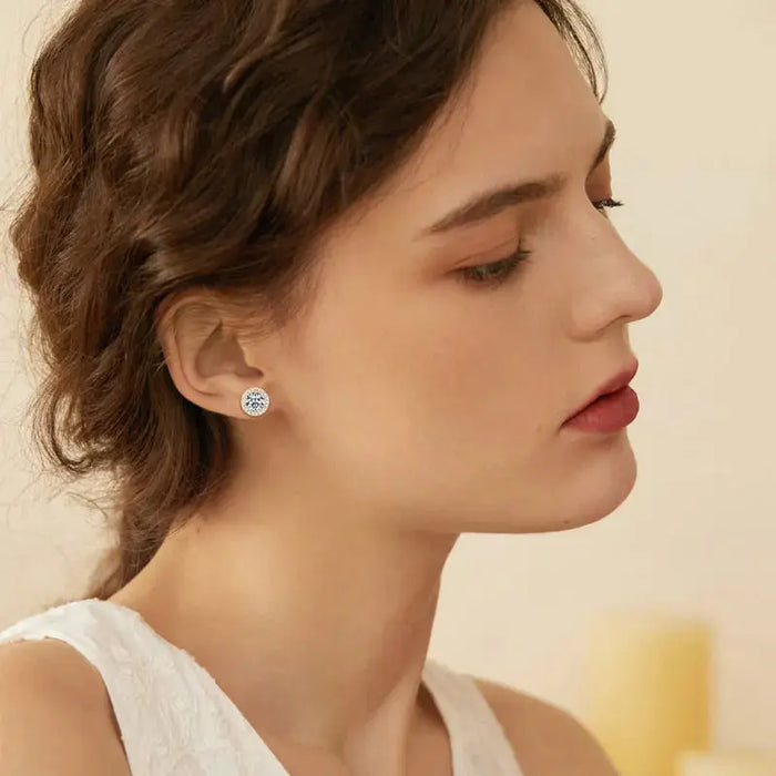 Premium 925 Sterling Silver Round Cut Earrings for Timeless Brilliance SF