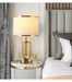 European-Style Bedside Table Lamp – Fabric Shade with Crystal Accent - Samanta Factory