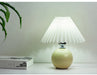 Korean Table Lamp – Vintage Pleated Fabric Shade with Ceramic Base - Samanta Factory