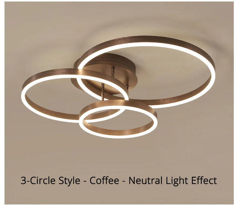 Modern LED Chandelier – Dimmable Semi-Flush Mount with Remote Control - Samanta Factory
