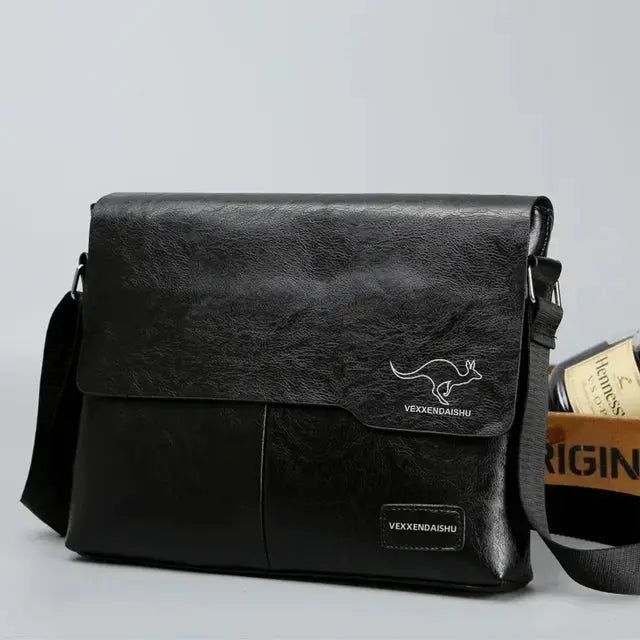 Men’s Business Satchel Bag – Slim PU Leather Shoulder Bag SF