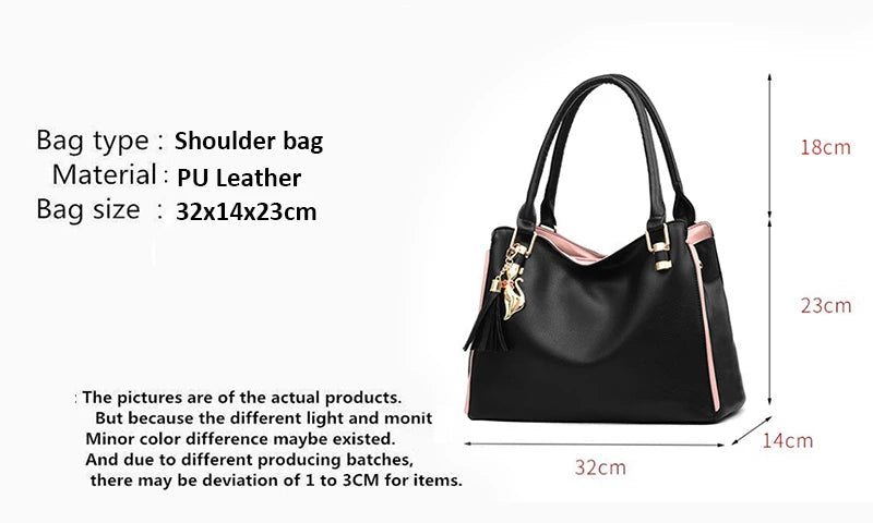 Women's Fur Detail Satchel Bag – PU Leather Patchwork Zipper Handbag SF