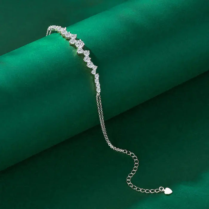 Moissanite Bracelet – Adjustable 925 Sterling Silver Design SF