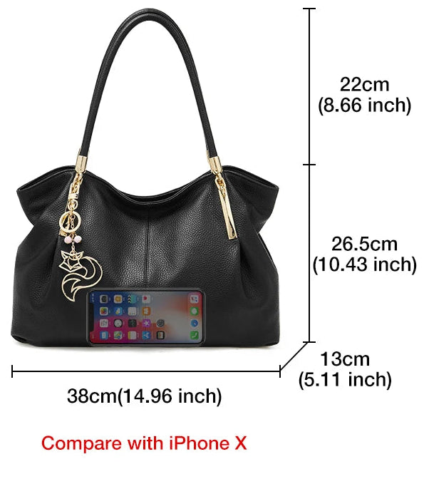 Genuine Leather Shoulder Bag – Elegant Casual Tote with Beading & Sequins for Women - Samanta Factory
